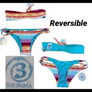 BIKINIMA reversible bikini bottoms Sz M top Sz S.